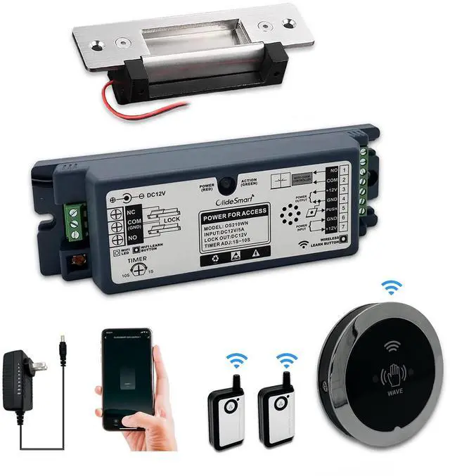 Main image of Door Entry Locking System,Compatible with Alexa,Google,Phone App,Hand Free Door Access Control Kit,Smart WiFi Built in Receiver+Electric Strike+Touchless Wave Hand Sensor+FoB Keys