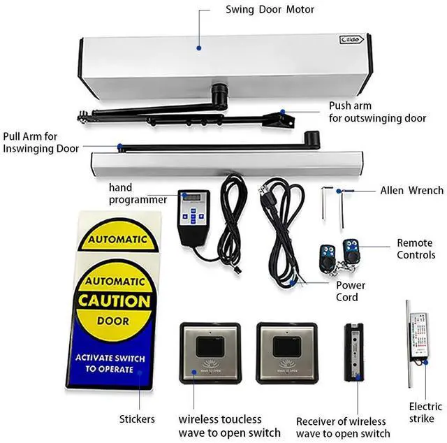 Alt view image 2 of 7 - Olide-120BS Hands Free Electric Door Opener+2pcs Olide-512 Wireless Wave Sensor to Open Switches+1pcs Receiver+1pcs 550lbs Fail Security Electric Strike