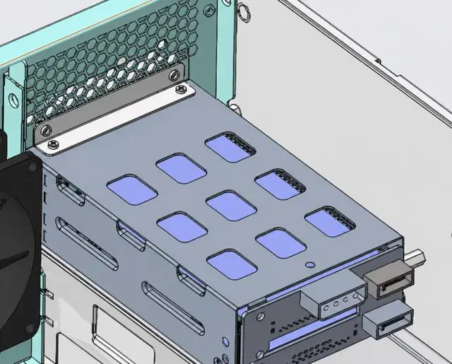 Alt view image 2 of 2 - 2x2.5 Hot Swap HDD Cage, Dual Bay Drive Caddy with Tool-Free Installation, Metal Storage Bracket