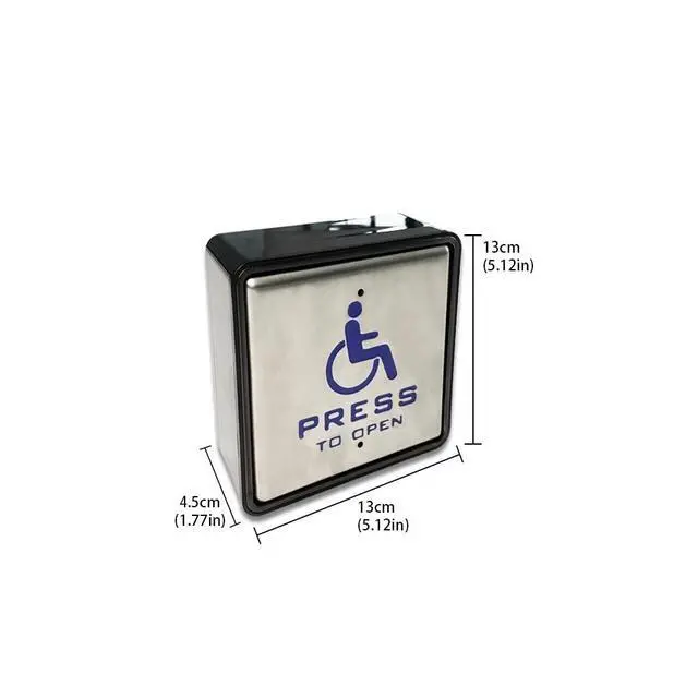 Alt view image 2 of 5 - Hardwired Door Push Switch for Handicapped Stainless Steel Panel 4-1/2''(L) X4-1/2''(W) Without Receiver