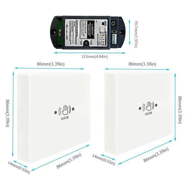 Alt view image 2 of 7 - Wireless Infrared Non-Touch Switch M-605MHW for Electric Door Opener,Hand Wave Sensor Open Door,Sensoring Distance Adjustable,Include 2PCS Wireless Switches and 1PCS Wired Receiver (White)