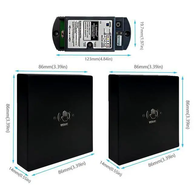 Alt view image 2 of 7 - Wireless Infrared Non-Touch Switch M-605MHW for Electric Door Opener,Hand Wave Sensor Open Door,Sensoring Distance Adjustable,Include 2PCS Wireless Switches and 1PCS Wired Receiver (Black)