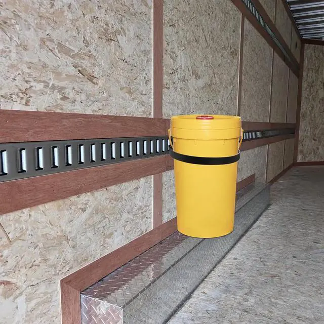 Alt view image 5 of 5 - 4 Pack E-Track Bucket Holder for 5 Gallon Buckets, Heavy Duty Steel Track Bracket with Strap, Compatible with E-Track Systems for Trailers, Garages, Workshops, Powder-Coated Finish