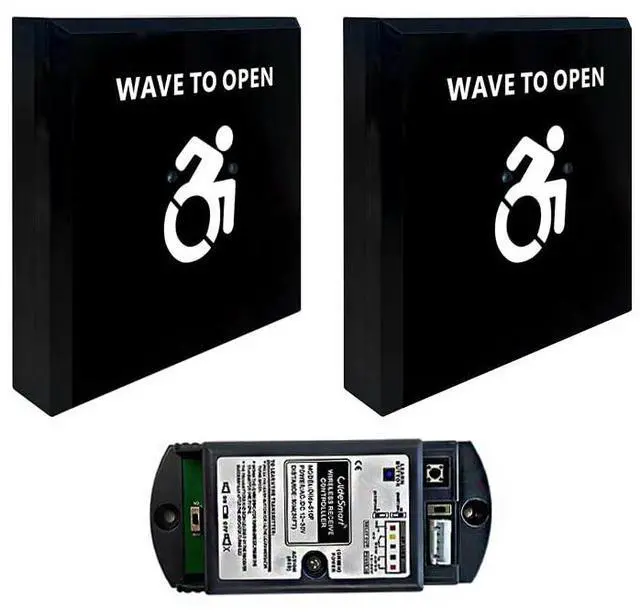 Main image of Wireless Large Non-Touch Switch M-505BW for Auto Handicap Door Opener,Hand Wave to Open Door,Sensoring Distance Adjustable,Include 2PCS Wireless Switches and 1PCS Wired Receiver