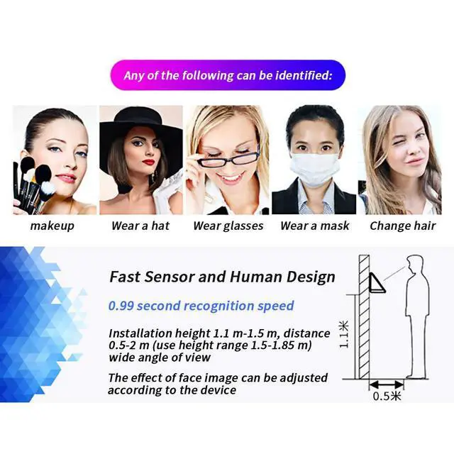 Alt view image 5 of 6 - Olide-120BS Automatic Swing Door Contactless Office with 1PCS Infrared Face Recognition Attendance Machine and 1PCS Touchless Hand Sensor Switch