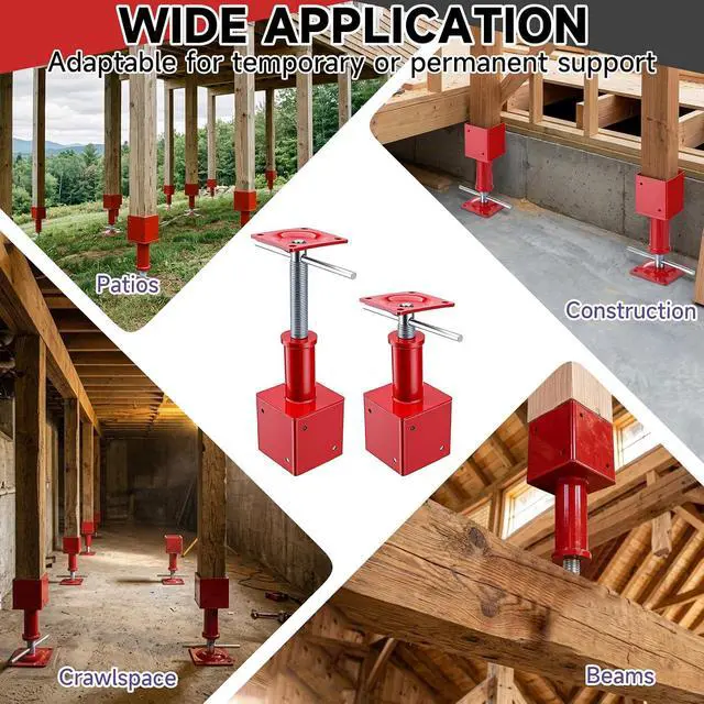 Alt view image 6 of 7 - 4.5"x4.5" Adjustable Screw Jack Post Floor Support 25000LB Capacity 2 Pack | Heavy Duty Temporary Support Jack Adjusts 10.24-13.78 Inches for Beams, Crawlspaces, Basements and Floor Leveling Projects