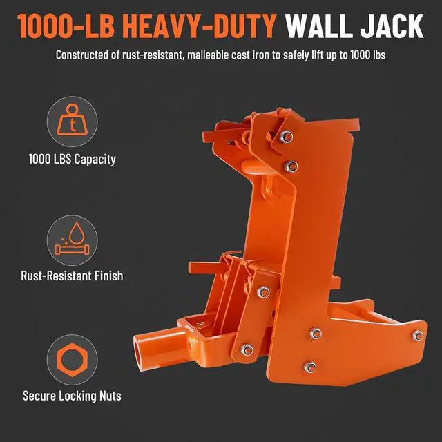 Alt view image 5 of 7 - 2 Pack Wall Jacks for Framing, 1000 lbs Heavy Duty Wall Lifting Jacks for Framing, Beams & Decks, Portable Wall Jack Works with 2x4 Lumber Poles, Orange (Lumber and Steel Pipe Not Included)