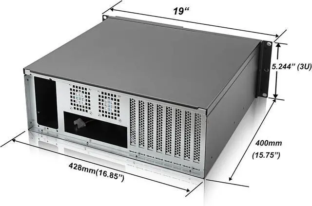 Alt view image 3 of 7 - 3U Server Chassis Rackmount Case with 3x5.25+4x3.5 Support ATX/MATX/MiniITX M/B and SFX Power Supply, dust Filter Bracket infront Easy maintenace