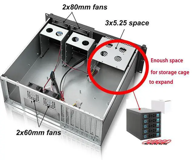 Alt view image 4 of 7 - 3U Server Chassis Rackmount Case with 3x5.25+4x3.5 Support ATX/MATX/MiniITX M/B and SFX Power Supply, dust Filter Bracket infront Easy maintenace