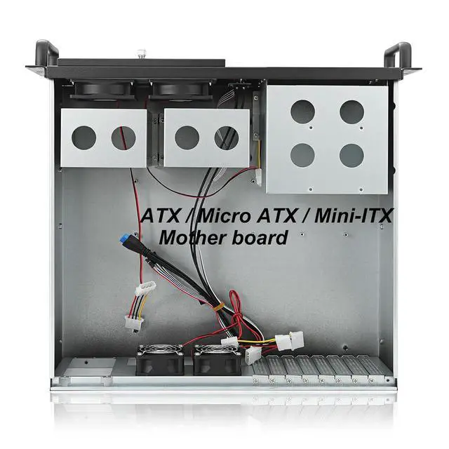 Alt view image 6 of 7 - 3U Server Chassis Rackmount Case with 3x5.25+4x3.5 Support ATX/MATX/MiniITX M/B and SFX Power Supply, dust Filter Bracket infront Easy maintenace