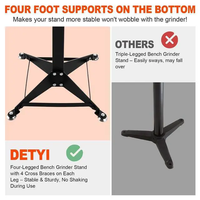 Alt view image 2 of 6 - Bench Grinder Stand, 200-pound Weight Capacity,Heavy-Duty Steel Pedestal with Base Plate and Tool Tray, Universal Bench Grinder Mount,Compatible with Bench Grinders, Buffers, Sanders, and Polishers