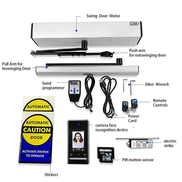 Alt view image 2 of 7 - Olide-120BS Automatic Touch Free Office Door 0pener+Face Recognition Attendance Machine+Motion PIR Sensor+Electric Strike