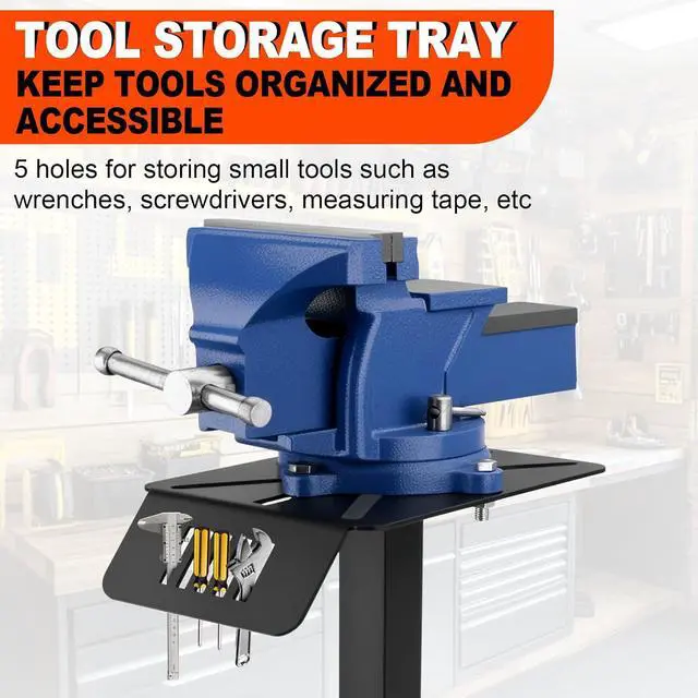 Alt view image 5 of 6 - Bench Grinder Stand, 200-pound Weight Capacity,Heavy-Duty Steel Pedestal with Base Plate and Tool Tray, Universal Bench Grinder Mount,Compatible with Bench Grinders, Buffers, Sanders, and Polishers