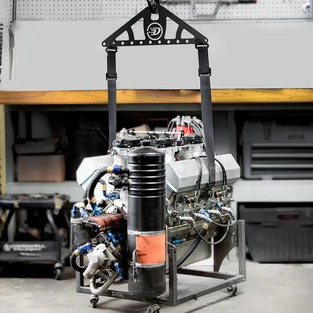 Alt view image 5 of 6 - Heavy-Duty Engine Lifting Sling, 2-Point Or 4-Point Adjustable Nylon Straps with Steel Lift Plate, 1,200 lb Capacity, Universal Fit for Engine Hoists