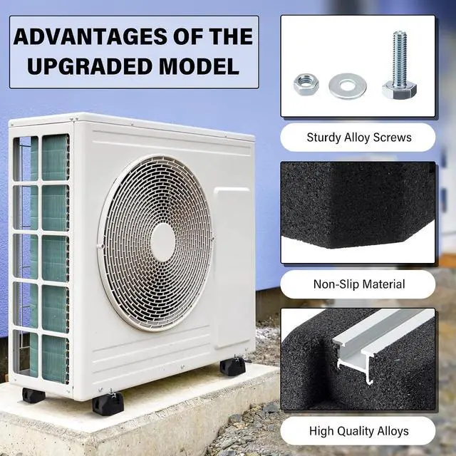 Alt view image 2 of 6 - 4 Pack Floor Mounting Base Kit for Mini Split Air Conditioner Condensers Heat Pump System, Mini Split Rubber Feet, Heavy-Duty Rubber Anti-Vibration Isolator Mounting Bracket Support Up to 2000 LB