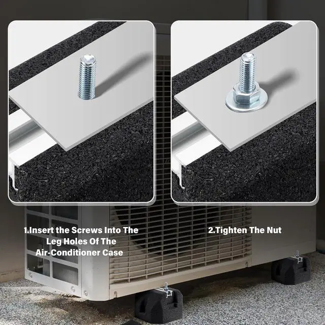 Alt view image 4 of 6 - 4 Pack Floor Mounting Base Kit for Mini Split Air Conditioner Condensers Heat Pump System, Mini Split Rubber Feet, Heavy-Duty Rubber Anti-Vibration Isolator Mounting Bracket Support Up to 2000 LB