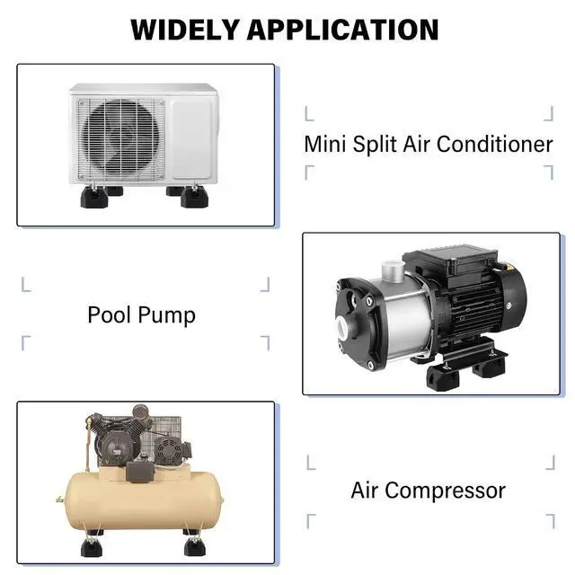 Alt view image 5 of 6 - 4 Pack Floor Mounting Base Kit for Mini Split Air Conditioner Condensers Heat Pump System, Mini Split Rubber Feet, Heavy-Duty Rubber Anti-Vibration Isolator Mounting Bracket Support Up to 2000 LB