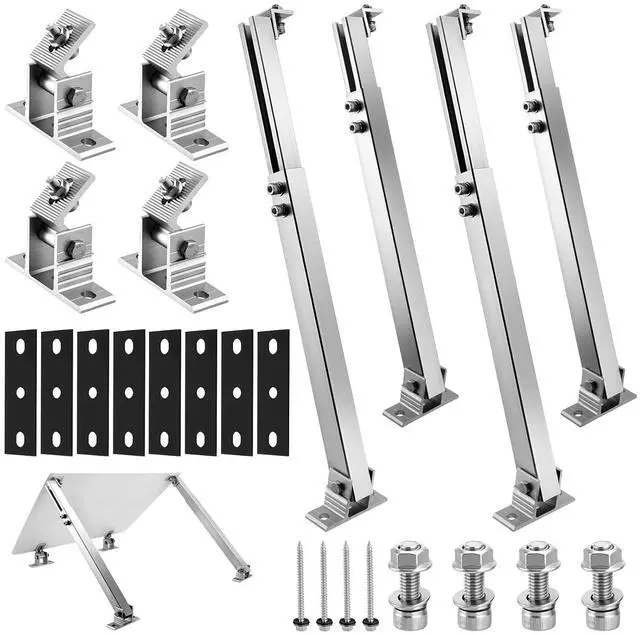 Main image of Adjustable Solar Panel Tilt Mount Brackets - 14-27 Inch Aluminum Adjust Solar Panel Mount for 100W-450W Panels, Heavy Duty Solar Panel Stand for RV Roof, Boat, Camping, Wall and Ground, 2 Pack