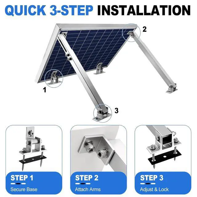 Alt view image 7 of 7 - Adjustable Solar Panel Tilt Mount Brackets - 14-27 Inch Aluminum Adjust Solar Panel Mount for 100W-450W Panels, Heavy Duty Solar Panel Stand for RV Roof, Boat, Camping, Wall and Ground, 2 Pack