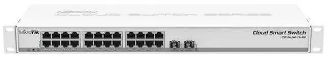 Main image of Mikrotik CSS326-24G-2S+RM Managed Gigabit Ethernet (10/100/1000) Supports Power Over Ethernet (PoE) 1U Network Switch, White