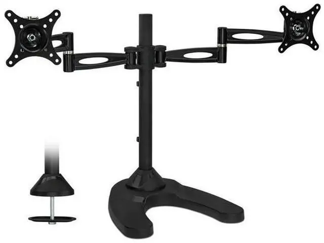 Main image of Mount-It! Free Standing Dual Monitor Stand | Double Arm Desk Mount Fits Two x 21 24 27 Inch Computer Screens | 2 Heavy Duty Full Motion Adjustable Arms | VESA 75 100 Compatible | Grommet Base Included