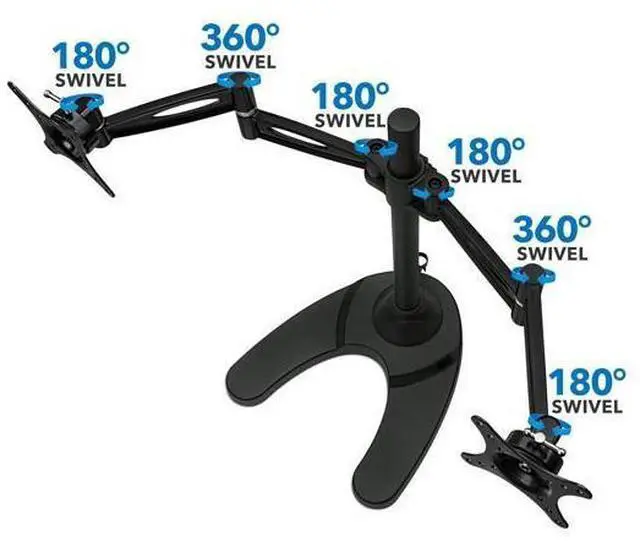 Alt view image 4 of 5 - Mount-It! Free Standing Dual Monitor Stand | Double Arm Desk Mount Fits Two x 21 24 27 Inch Computer Screens | 2 Heavy Duty Full Motion Adjustable Arms | VESA 75 100 Compatible | Grommet Base Included