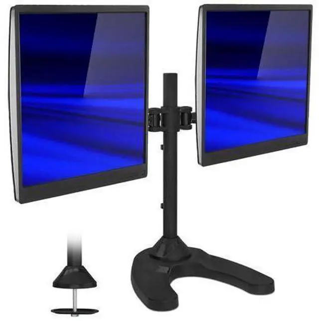 Alt view image 2 of 5 - Mount-It! Free Standing Dual Monitor Stand | Double Arm Desk Mount Fits Two x 21 24 27 Inch Computer Screens | 2 Heavy Duty Full Motion Adjustable Arms | VESA 75 100 Compatible | Grommet Base Included
