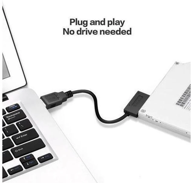 Alt view image 4 of 5 - 2020 PC 35CM 6P 7P CD DVD Rom SATA To USB 2.0 Converter For PC Laptop Notebook Slimline Sata 13 Pin USB Adapter Drive Cable