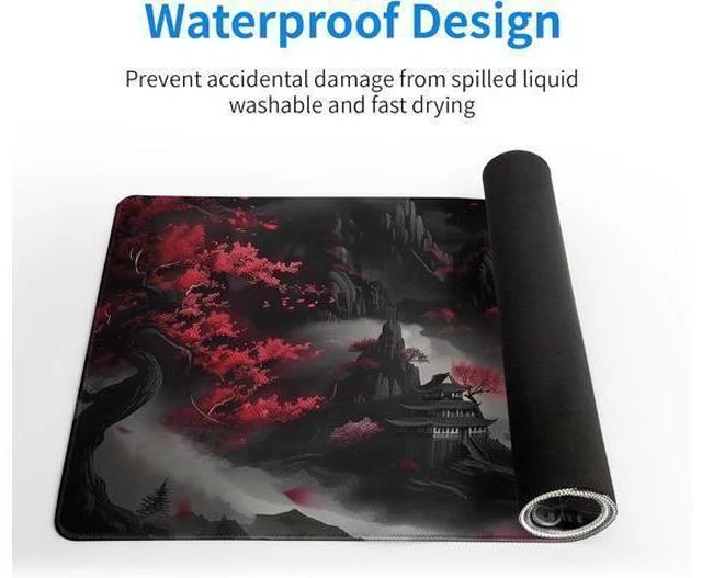Alt view image 4 of 7 - Japanese Desk Mat Red Full Moon Desk Pad Black Riverside Large Mouse Pad Gaming Mousepad Extended XL Keyboard Pad 31.5 x 11.8 in Laptop Computer Mouse Keyboard Mat for Office Desk Decor