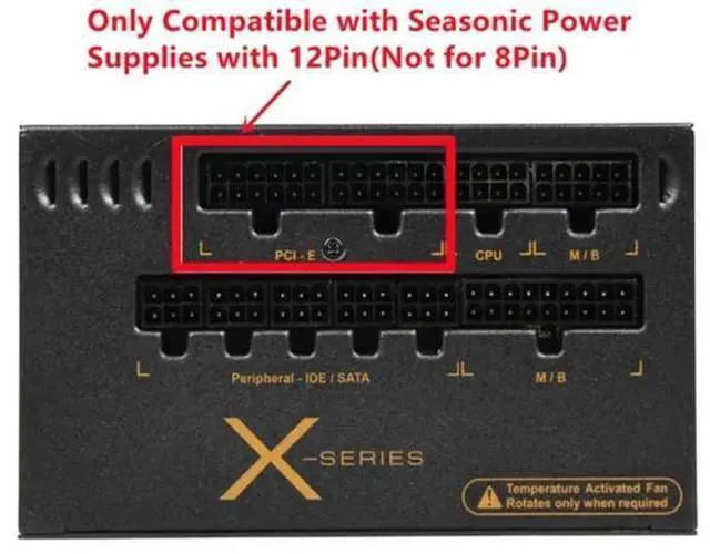 Alt view image 5 of 6 - 12Pin PCI-E to Dual 8Pin 6+2Pin GPU Power Cable ForSeasonic P-860W, P-1000W, X-1050XM, X-1250XM, X-560W, 660W, 760W Modular PSU
