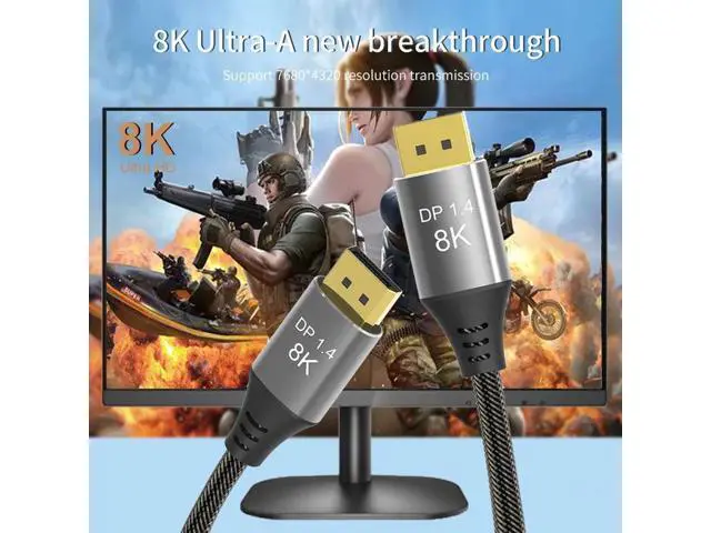 Alt view image 5 of 7 - 3.3 ft DisplayPort Cable 1.4, Support 8K 60Hz, 4K 144Hz (DisplayPort 1.4 Cable) with FreeSync, G-SYNC and HDR for Gaming Monitor, PC, RTX 3080/3090, RX 6800/6900