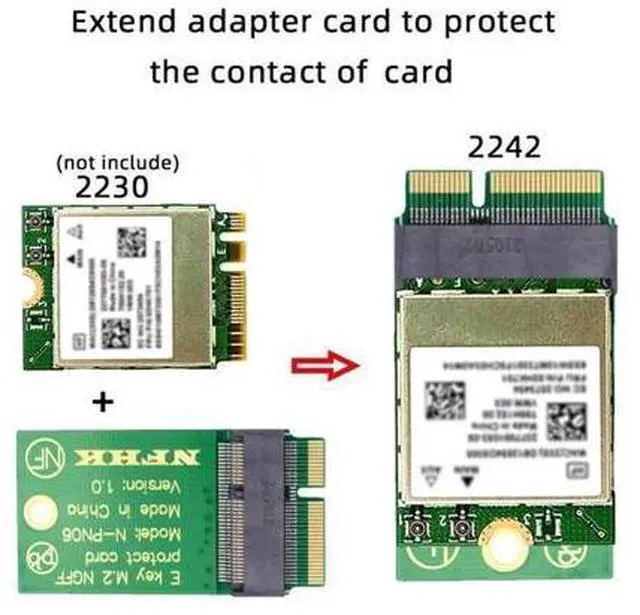 Alt view image 5 of 7 - M.2 22x30mm to 22x42mm NGFF E-Key A+E Key Wireless Card Upgrade Extension Protect Card Adapter