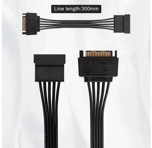 Alt view image 4 of 7 - 15 Pin SATA Power Extension Cable (2 Pack), Sata Male to Female Cable, Sata Power Cable Extension, 10 inch, Black