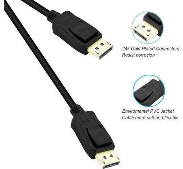 Alt view image 3 of 6 - 4K DisplayPort to DisplayPort Cable (DP to DP Cable, Display Port Cable) 6 Feet - 4K 60Hz, 2K 144Hz Monitor Support ,Black