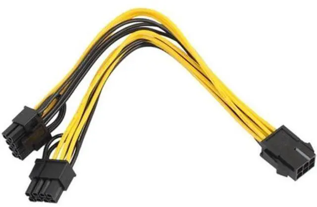 Main image of 20CM PCI-E 6-pin To Dual 6+2-pin (6-pin/8-pin) Power Splitter Cable Graphics Card PCIE PCI Express 6Pin To Dual 8Pin Power Cable