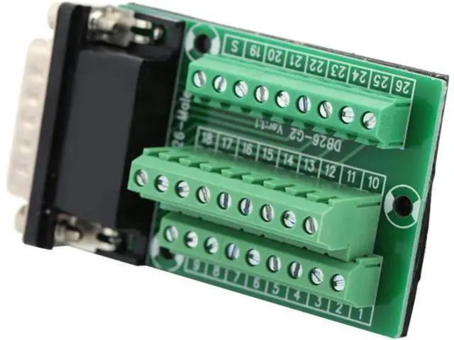 Alt view image 2 of 3 - DB26 DB26-G2-01 Male Adapter to PCB Terminal Signals Module Breakout Board Connector