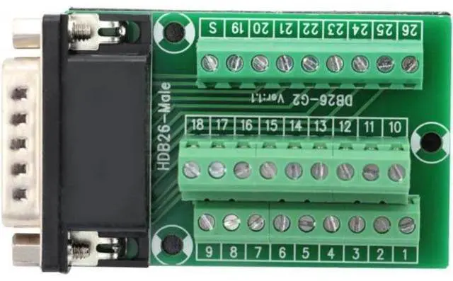 Alt view image 3 of 3 - DB26 DB26-G2-01 Male Adapter to PCB Terminal Signals Module Breakout Board Connector