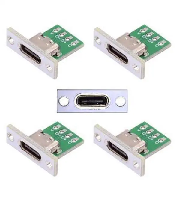 Main image of Connector 5pcs/Set DIY OEM Type C Female Socket Connector Panel Mount Type with PC Board 24pin USB 2.0 Pinout