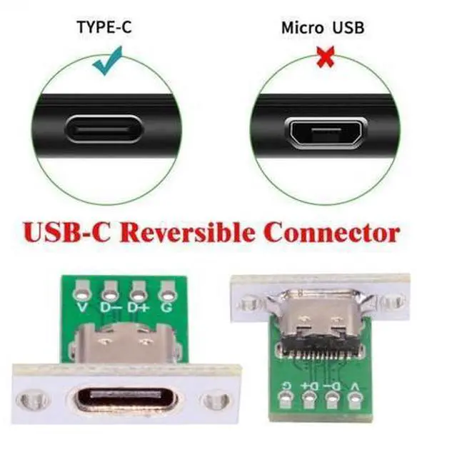 Alt view image 3 of 6 - Connector 5pcs/Set DIY OEM Type C Female Socket Connector Panel Mount Type with PC Board 24pin USB 2.0 Pinout