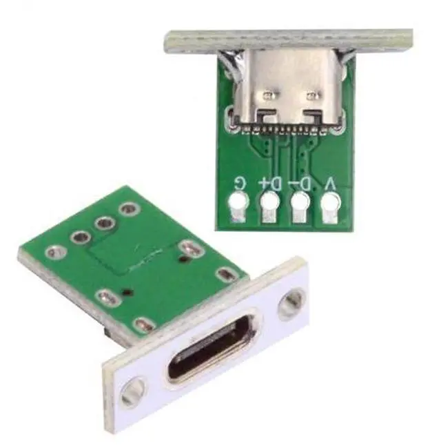 Alt view image 5 of 6 - Connector 5pcs/Set DIY OEM Type C Female Socket Connector Panel Mount Type with PC Board 24pin USB 2.0 Pinout