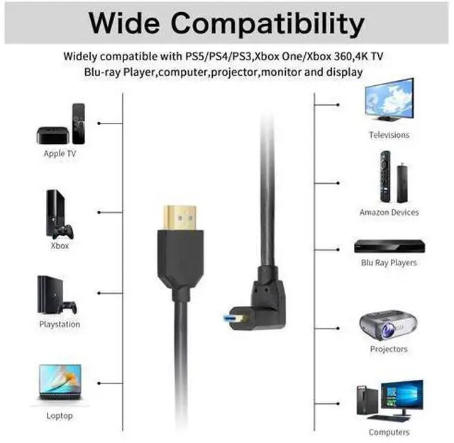 Alt view image 7 of 7 - Micro HDMI to HDMI Cable Coiled 8K HDMI 2.1 Telescopic Cable High Speed Cable Support 120Hz 48Gbps Dynamic HDR for Digital Cameras (Up Angle)