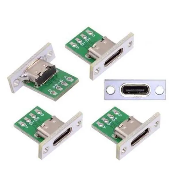 Alt view image 2 of 6 - Connector 5pcs/Set DIY OEM Type C Female Socket Connector Panel Mount Type with PC Board 24pin USB 2.0 Pinout