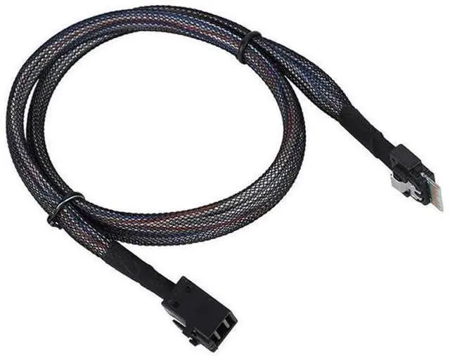 Alt view image 2 of 5 - PCIe 4.0 Slimline SAS SFF 8654 4i 38Pin to Mini SAS HD SFF 8643 Cable \u2013 12Gbps High Speed Server Wire, 30AWG Copper, Black (1m)