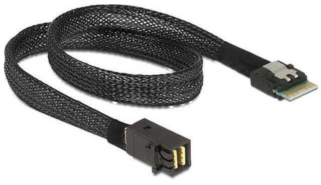 Alt view image 5 of 5 - PCIe 4.0 Slimline SAS SFF 8654 4i 38Pin to Mini SAS HD SFF 8643 Cable \u2013 12Gbps High Speed Server Wire, 30AWG Copper, Black (1m)