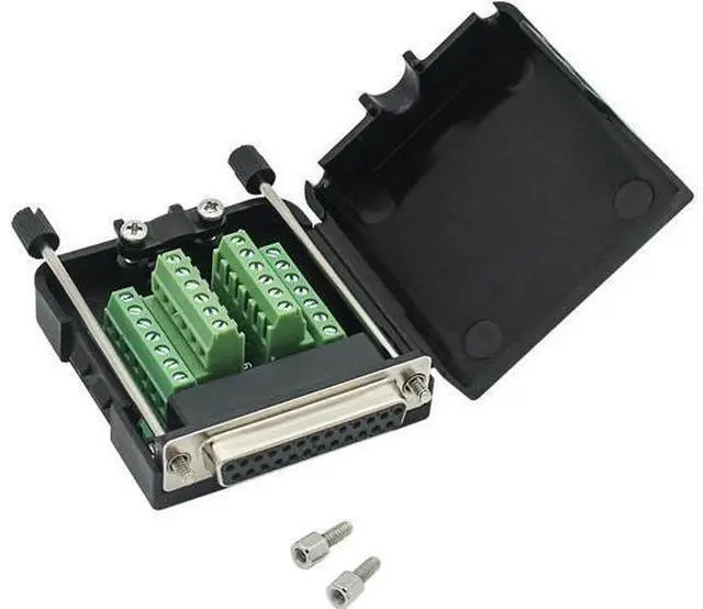 Alt view image 2 of 7 - DB25 Breakout Board Solder-Free Female Adapter 25-pin Port Adapter to Terminal Connector Signal Module Long Bolts and Nuts with case