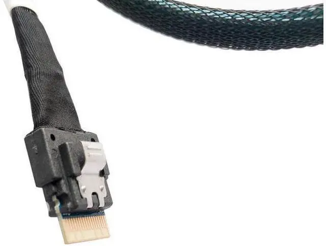 Alt view image 4 of 5 - SlimSAS 4X to MiniSAS HD 4X, SFF-8654 38pin to SFF-8643 36pin Cable, 80cm, 24Gbps SAS, 8GT/s PCIe, SAS3.0 Compatible, Server Compatible