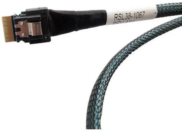 Alt view image 5 of 5 - SlimSAS 4X to MiniSAS HD 4X, SFF-8654 38pin to SFF-8643 36pin Cable, 80cm, 24Gbps SAS, 8GT/s PCIe, SAS3.0 Compatible, Server Compatible