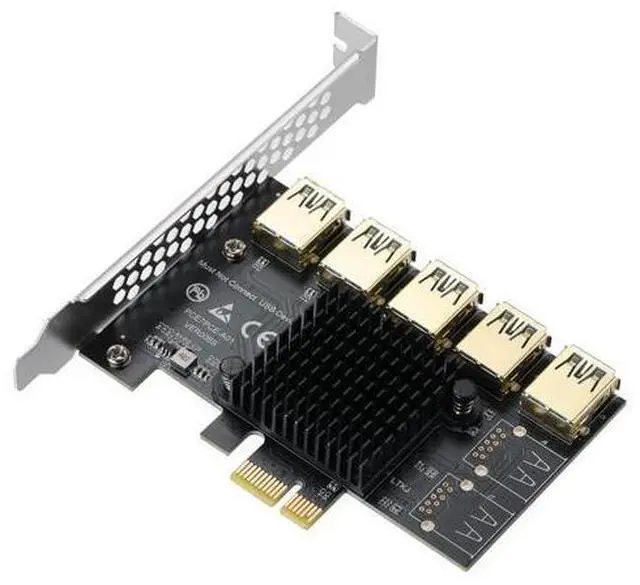 Main image of PCI-E 1 to 5 Riser Card,PCI-E 1X to 5 PCI-E USB3.0 Adapter Multiplier Card,Pcie Splitter 1 to 5 PCIE Riser Card for Bitcoin Ethereum Mining