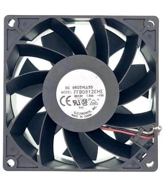 Main image of Vszerda New Cooling Fan for FFB0912EHE DC12V 1.50A 16.2W 5700RPM 102CFM 92X92X38mm 3-Pin 3-Wire Brushless Fan.