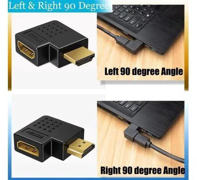 Alt view image 4 of 7 - 6 Pack HDMI 2.0 Male to Female Angled Adapter Left Right Up Down 90 270 Degree Right Angle HDMI Cable Connector Gold Plated 3D 4K Supported